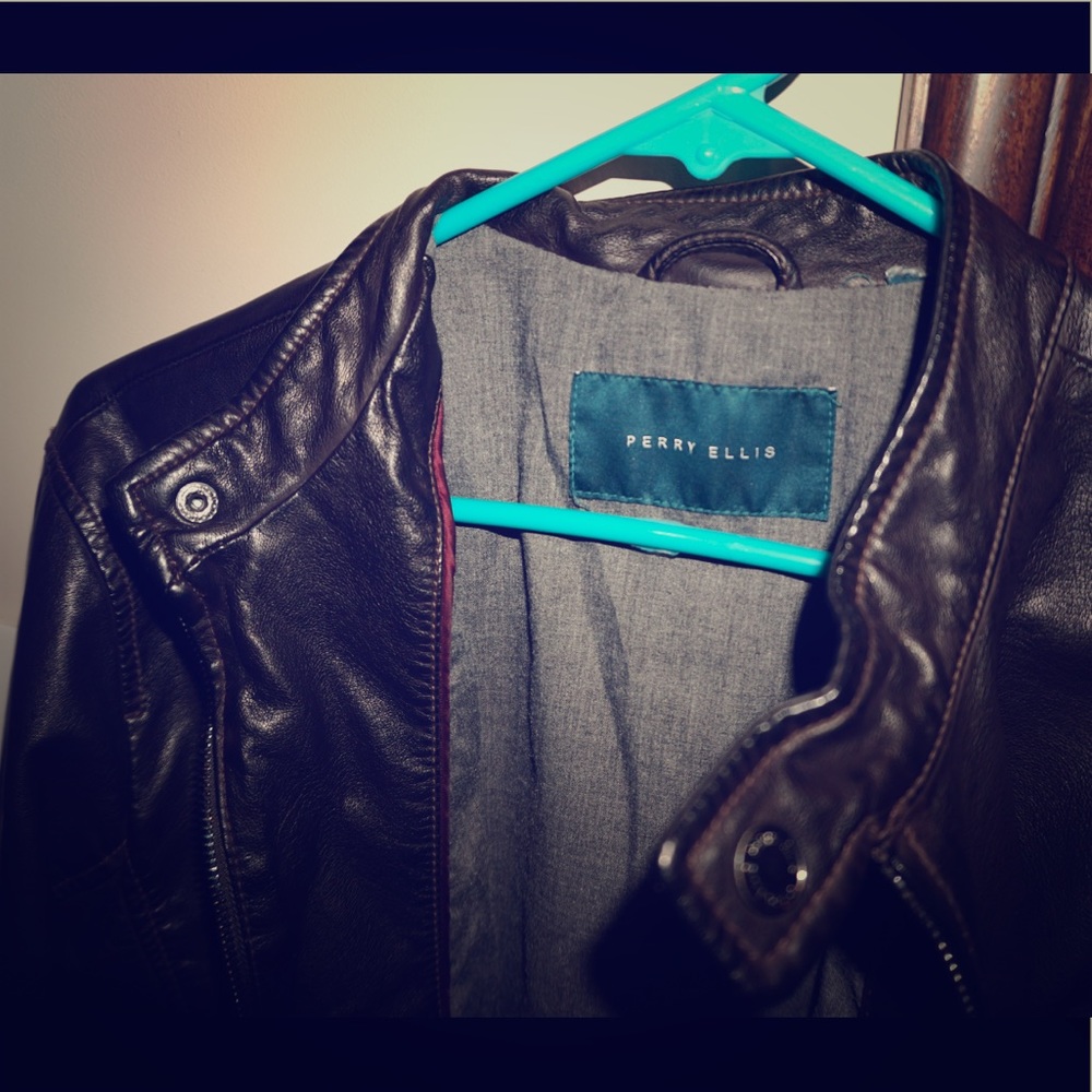 Perry Ellis Mens Leather Jacket